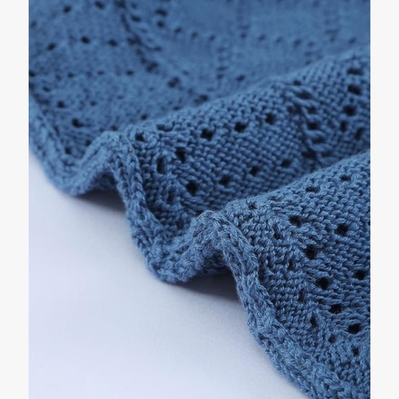 Lace Crewneck Long Sleeve Hollow Out Cable Knit Sweater Blouse - size L - Picture 7 of 7